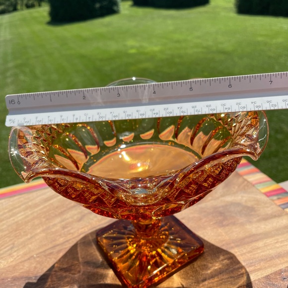 Vintage amber glass compotier, pedestal dish, compote, fruit bowl - Picture 6 of 12